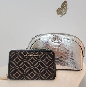 Michael Kors Black and Silver Patterned Bag Set